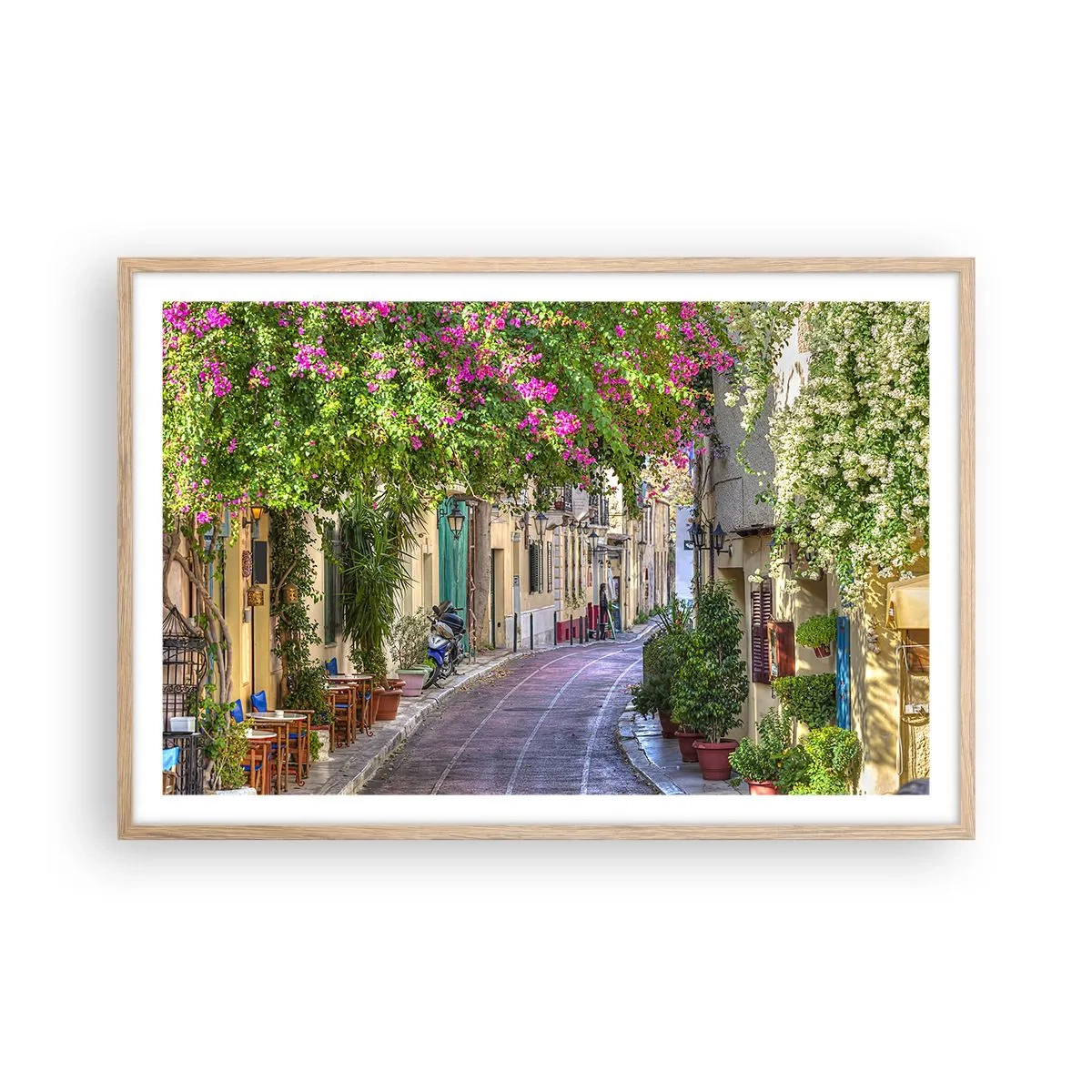 Poster în ramă de stejar deschis - Alee înfloritoare - 91x61 cm