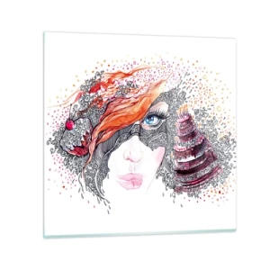 Tablou pe sticlă - Cu ea fiecare zi e o sărbătoare - 30x30 cm