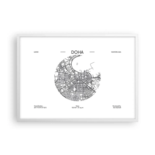 Poster în ramă albă - Anatomia orașului Doha - 70x50 cm