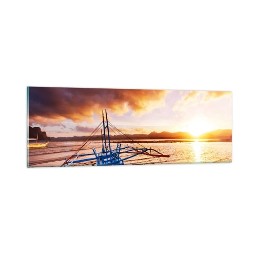 Tablou pe sticlă - După o zi lungă, întindeți-vă pe nisip - 90x30 cm