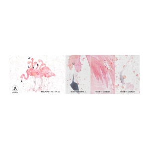 Mostră tapet Premium Canvas - Ansamblul roz - Flamingos, Păsări, Grafică - 100x30 cm