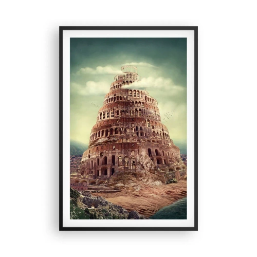 Poster în ramă neagră - Turnul Babel - 61x91 cm