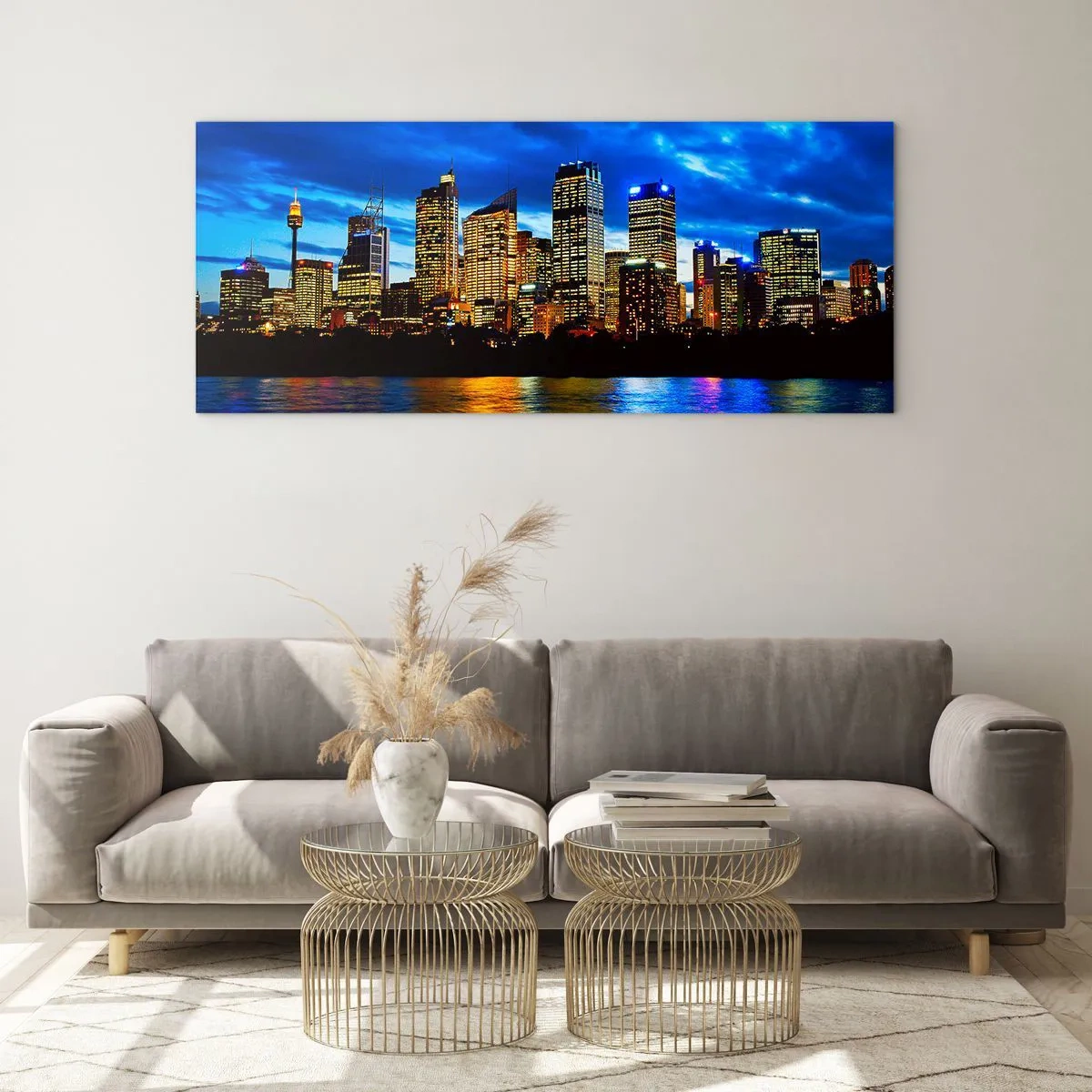 Tablou pe sticlă - O noapte de lumini și culori - 120x50 cm