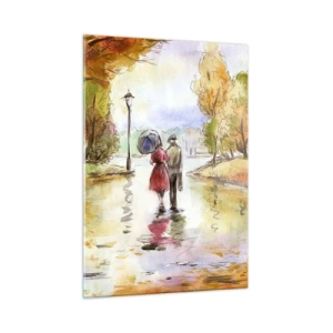 Tablou pe sticlă - Toamnă romantică în parc - 50x70 cm