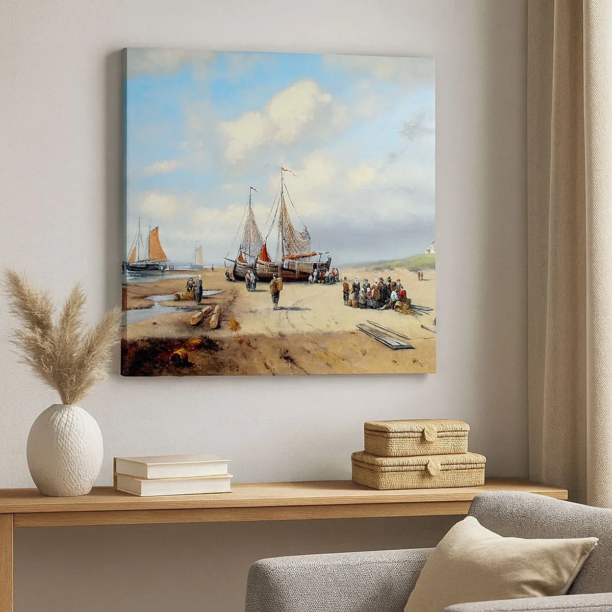 Tablou pe pânză - Pescuit de succes - 30x30 cm