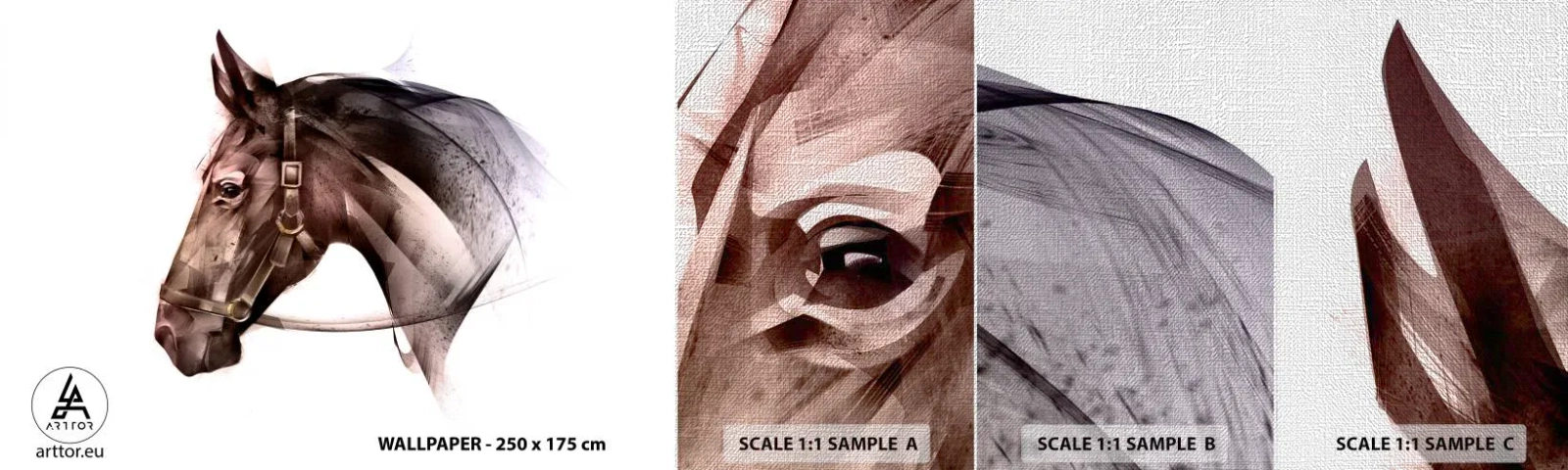 Mostră tapet Premium Canvas - Ce farmec - Animale, Cap de cal, Cal - 100x30 cm