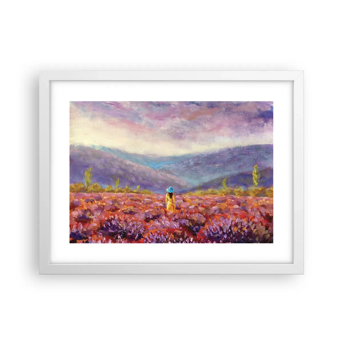 Poster în ramă albă - Într-o lume de lavandă - 40x30 cm