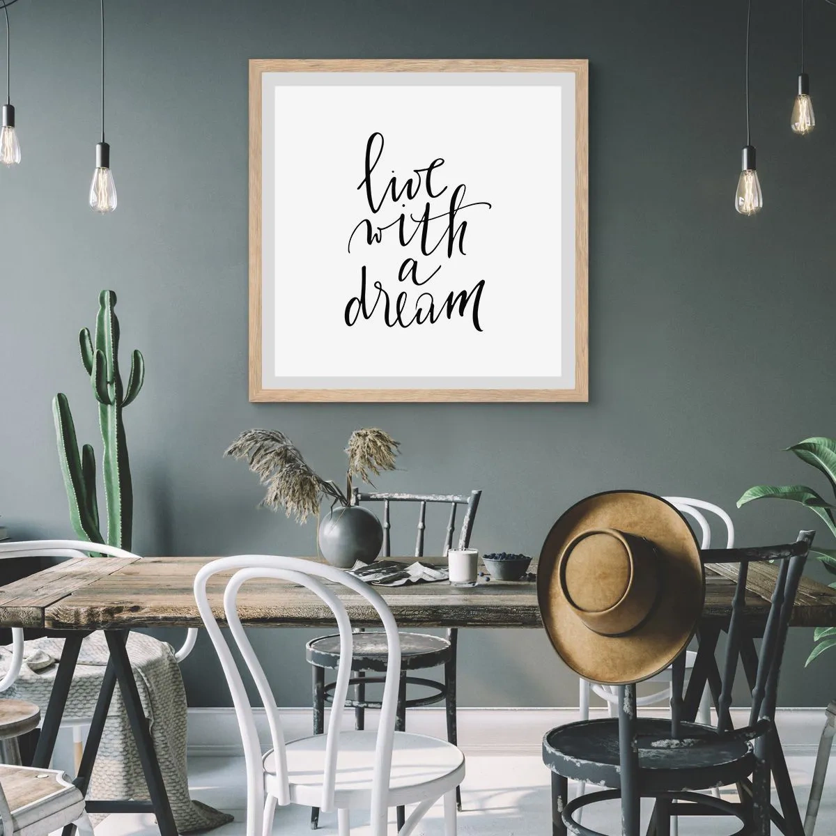 Poster în ramă de stejar deschis - Of course - 50x50 cm