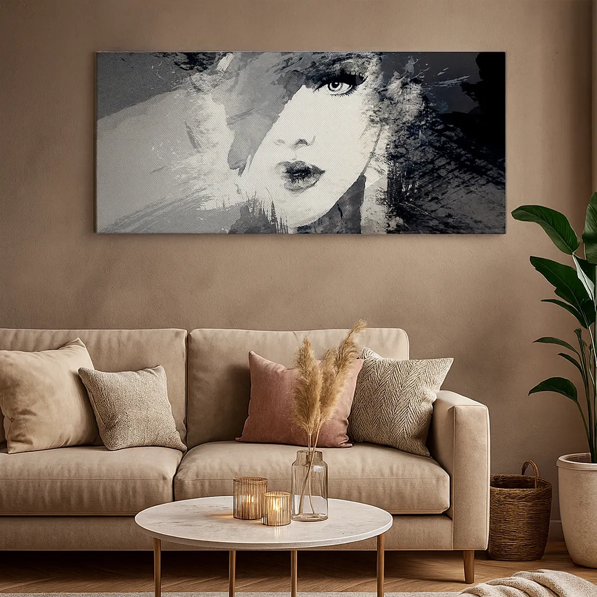 Tablou pe pânză - Din spatele unui voal gri - 30x30 cm