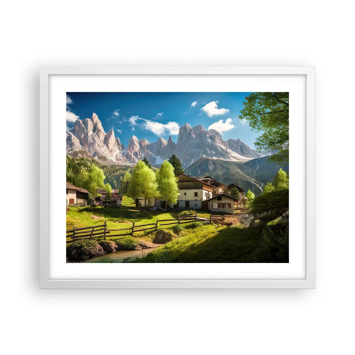 Poster în ramă albă - Idilă alpină - 50x40 cm