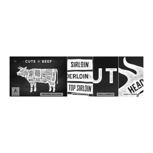 Mostră tapet autocolant Deluxe Sticker - Abecedar de măcelar - Gastronomie, Taur, Vită - 100x30 cm