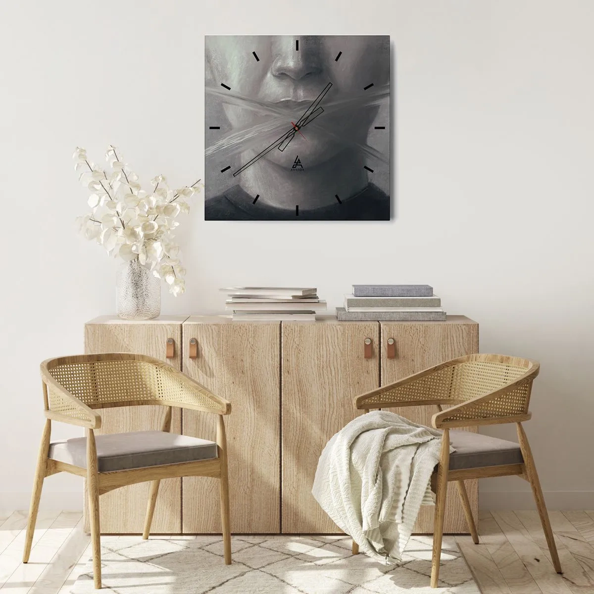 Ceas de perete - Ceas pe sticlă - Nici un cuvânt - 40x40 cm