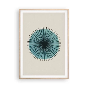 Poster în ramă de stejar deschis - Radiant pe albastru - 70x100 cm