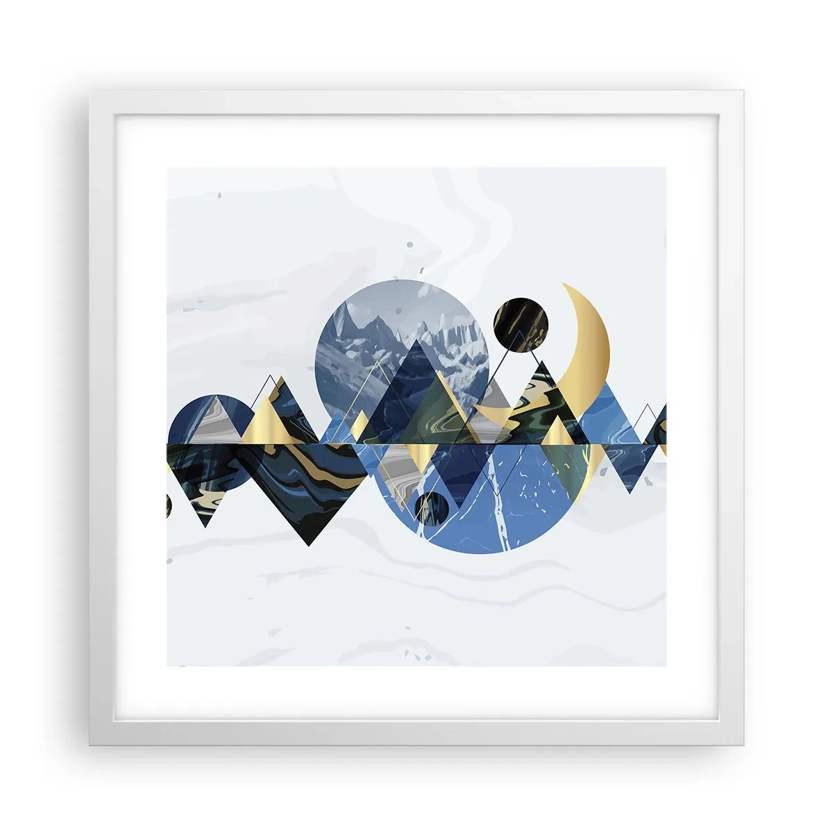 Poster în ramă albă - Peisaj geometric - 40x40 cm