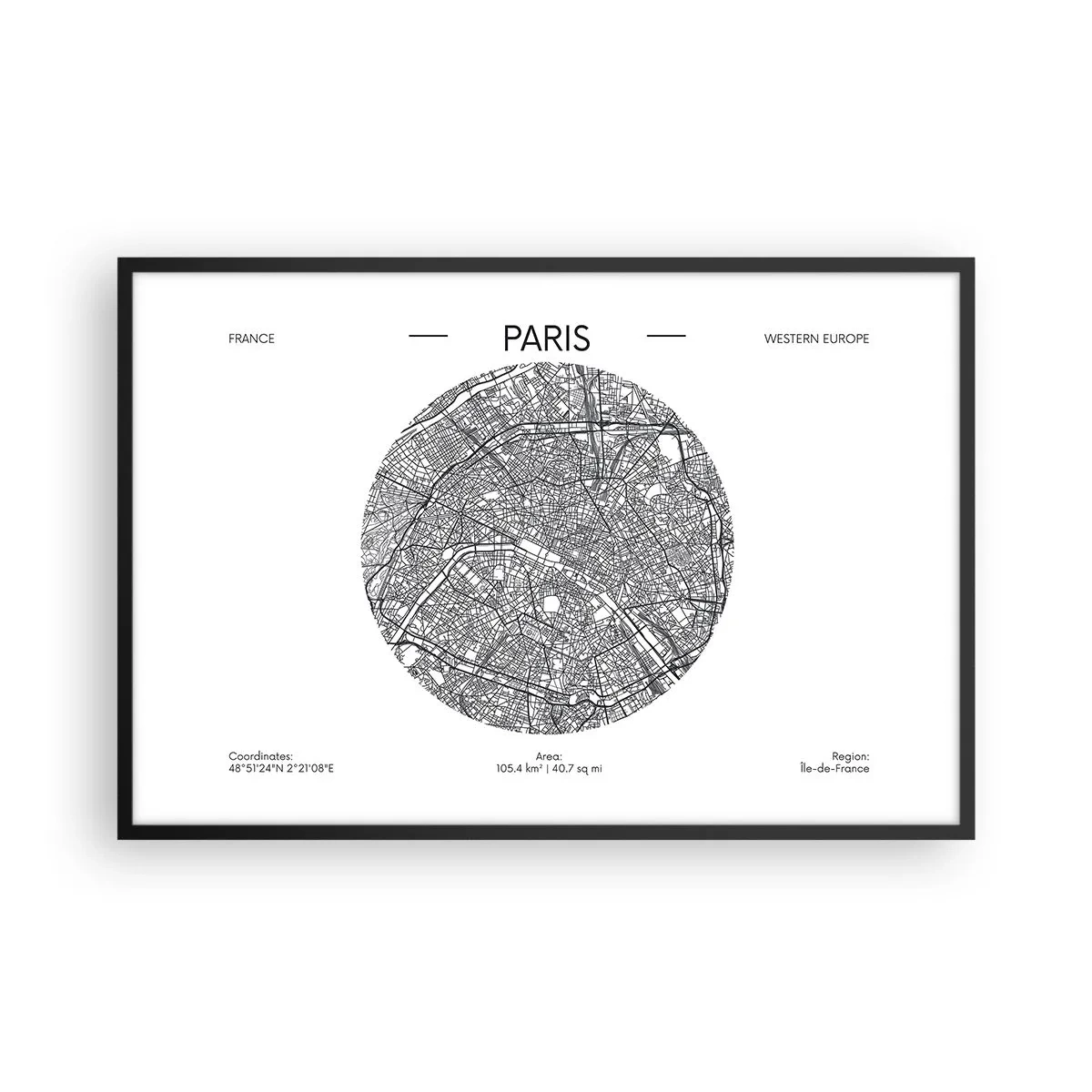 Poster în ramă neagră - Anatomia Parisului - 91x61 cm