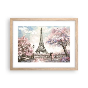 Poster în ramă de stejar deschis - Plimbare în aprilie la Paris - 40x30 cm