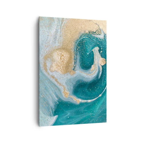 Tablou pe pânză - Vârtej de aur și turcoaz - 70x100 cm