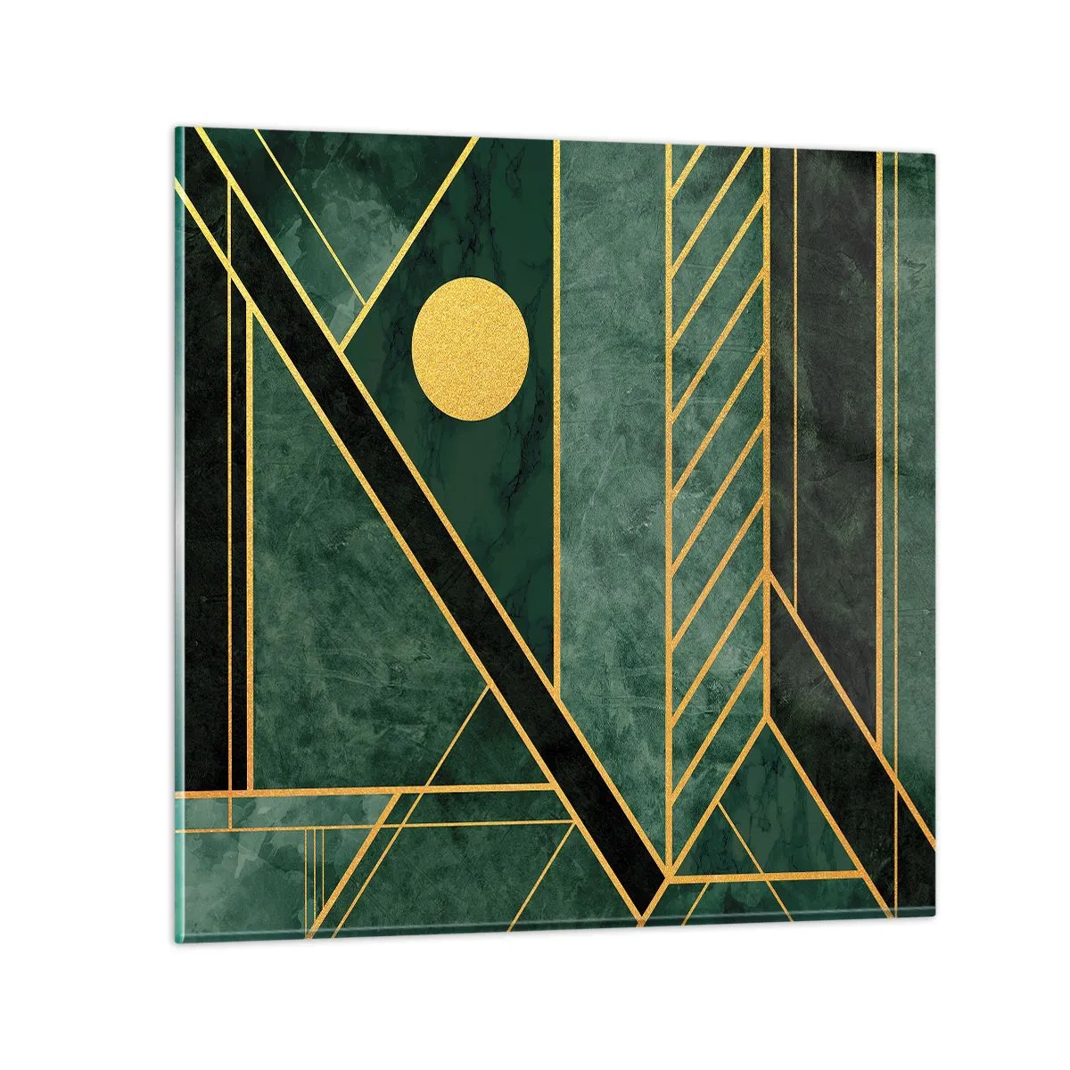 Tablou pe sticlă - Dinamica aurului și a azurului - 70x70 cm