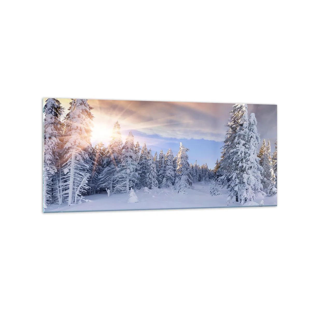 Tablou pe sticlă - Spectacolul naturii înzăpezite - 120x50 cm