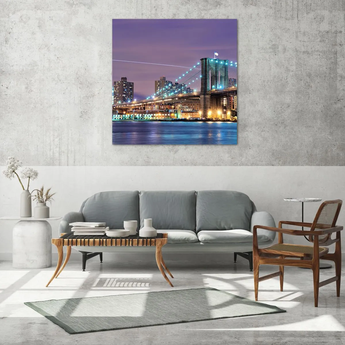 Tablou pe sticlă - De mulți ani, Podul Brooklyn - 40x40 cm