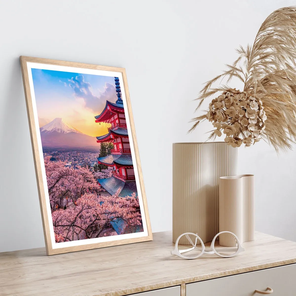 Poster în ramă de stejar deschis - Esența spiritului japonez - 70x100 cm