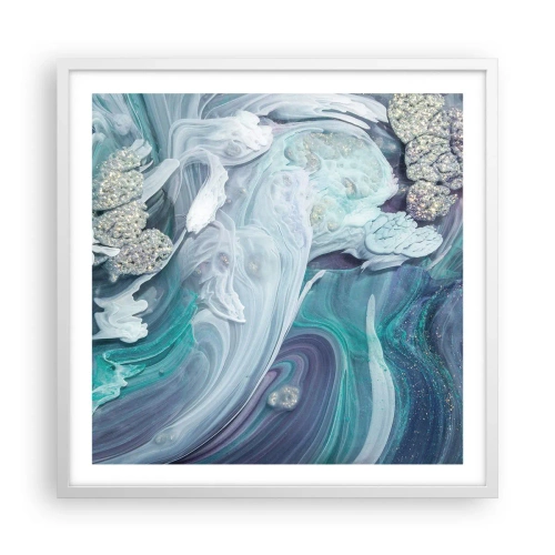 Poster în ramă albă - Râuri de albastru - 60x60 cm