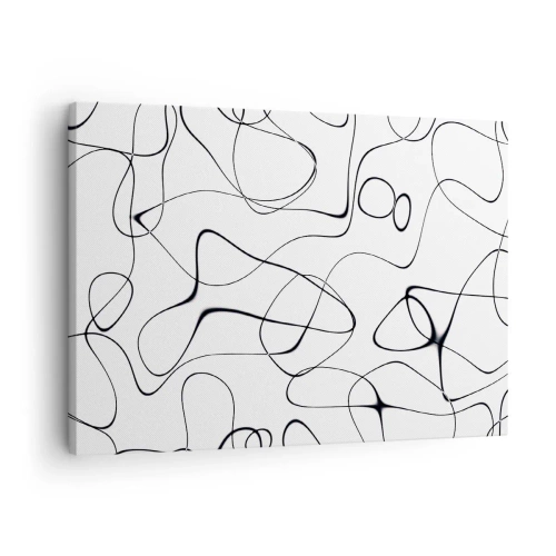 Tablou pe pânză Canvas - Linii negre abstracte pe fundal alb într-un stil minimalist - 70x50cm - Căile vieții, căile destinului - Decorațiune modernă pentru perete pentru living și dormitor ARTTOR