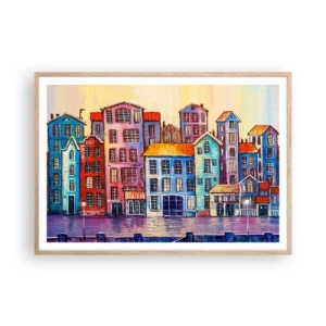 Poster în ramă de stejar deschis - Un oraș ca în basm - 100x70 cm