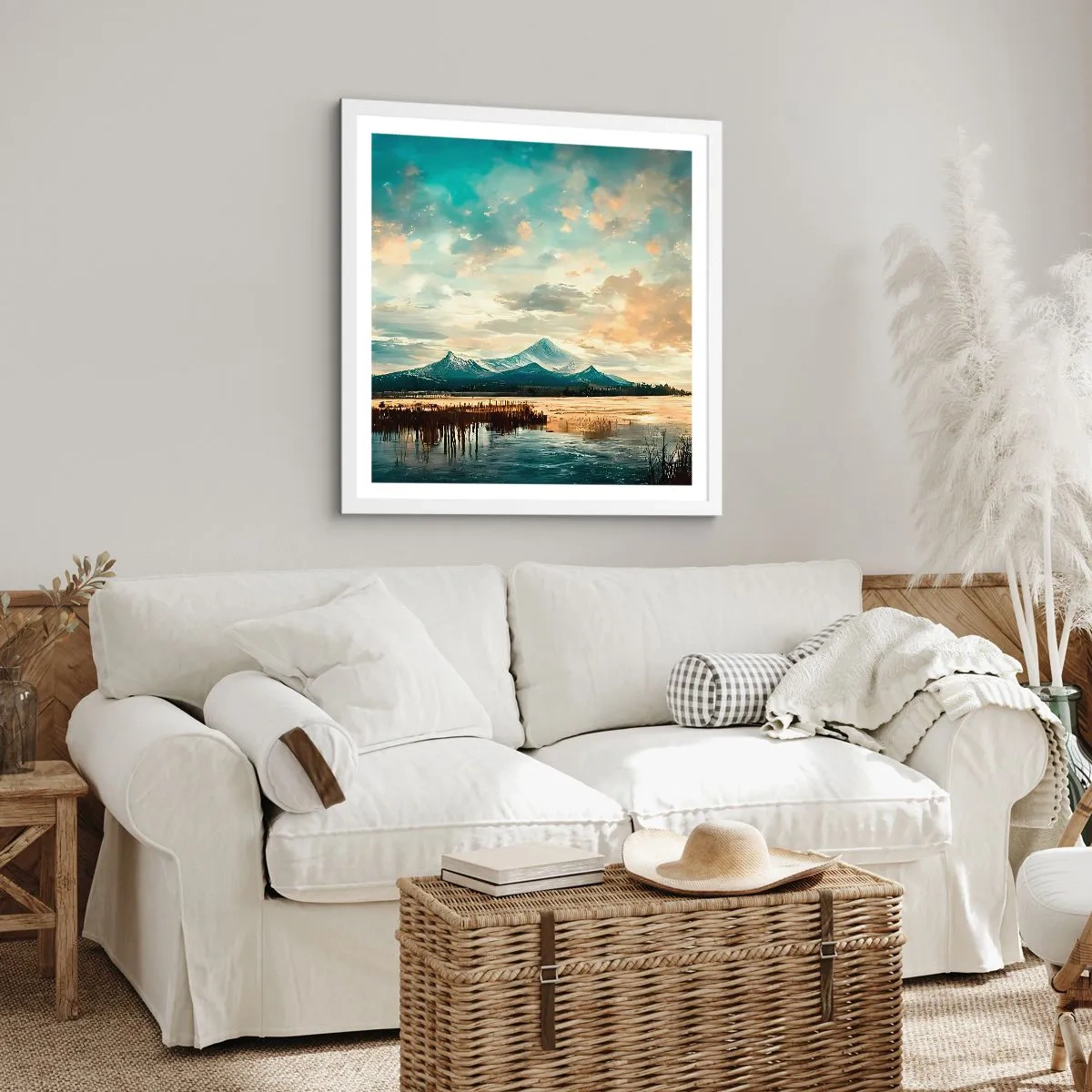 Poster în ramă albă - Sub protecția cerului - 50x50 cm