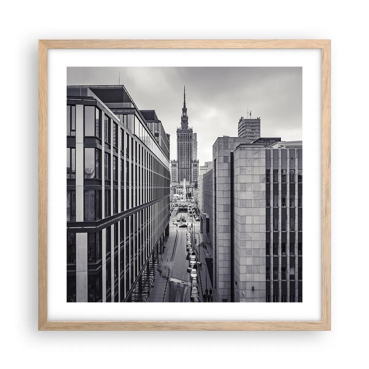 Poster în ramă de stejar deschis - Vale citadină din Varșovia - 50x50 cm