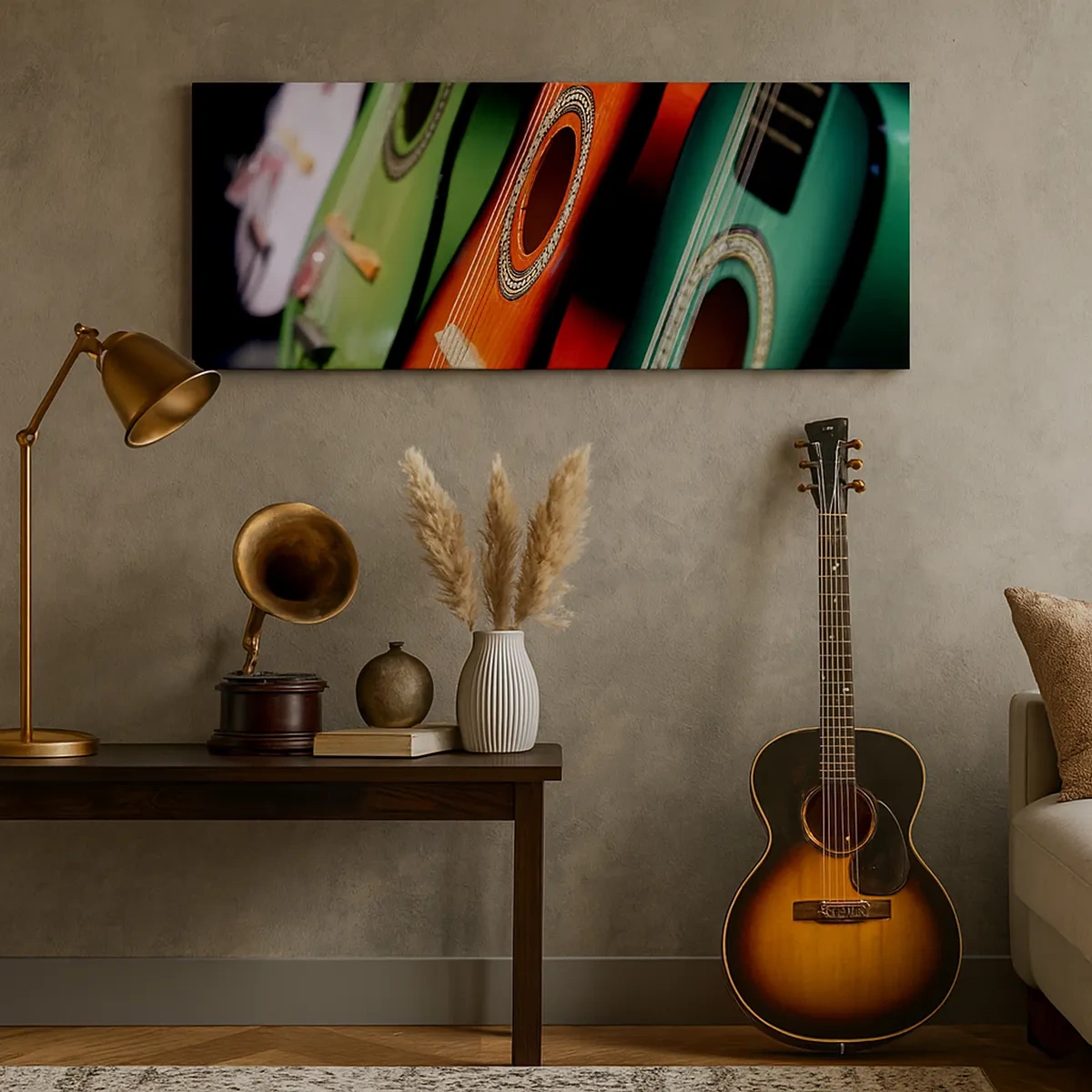 Tablou pe pânză - Chitara are multe culori - 30x30 cm