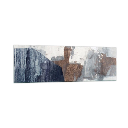 Tablou pe sticlă - Forme albastre-maronii - 160x50 cm