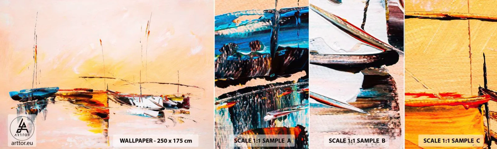 Mostră de Tapet Standard Eco - O seară în golf - Bărci, Barci cu pânze, Bucată - 100x30 cm