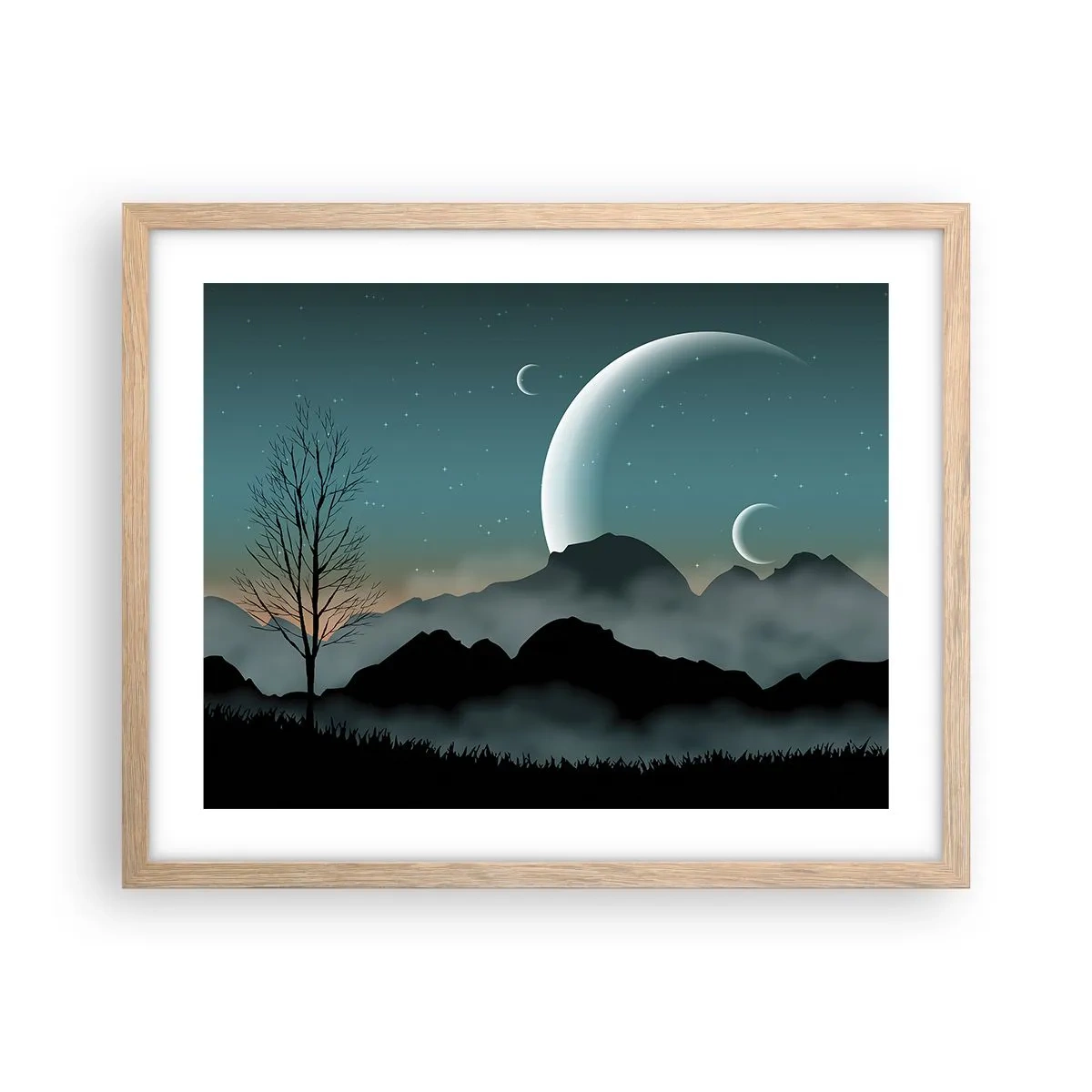 Poster în ramă de stejar deschis - Carnavalul unei nopți înstelate - 50x40 cm