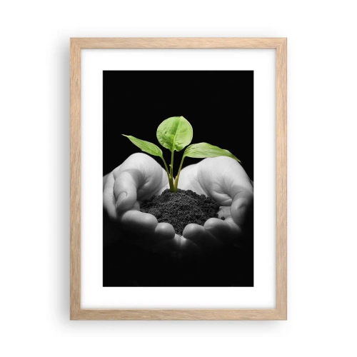 Poster în ramă de stejar deschis - Iubesc natura, o protejez - 30x40 cm