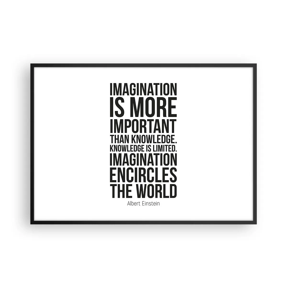 Poster în ramă neagră - Einstein despre puterea imaginației - 100x70 cm