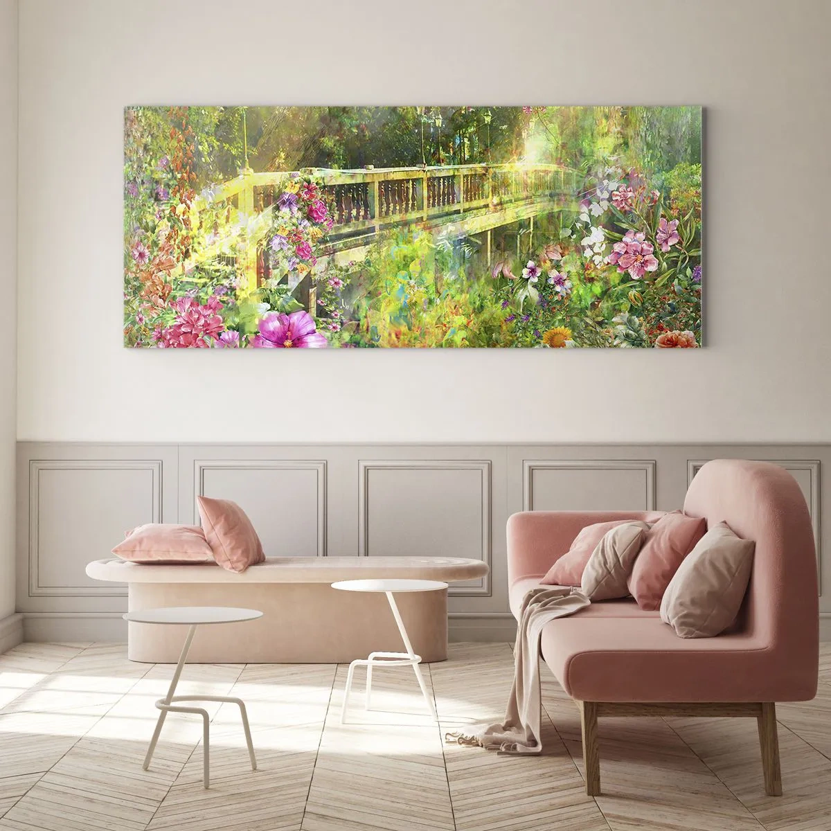 Tablou pe sticlă - Podul suspinelor de primăvară - 90x30 cm