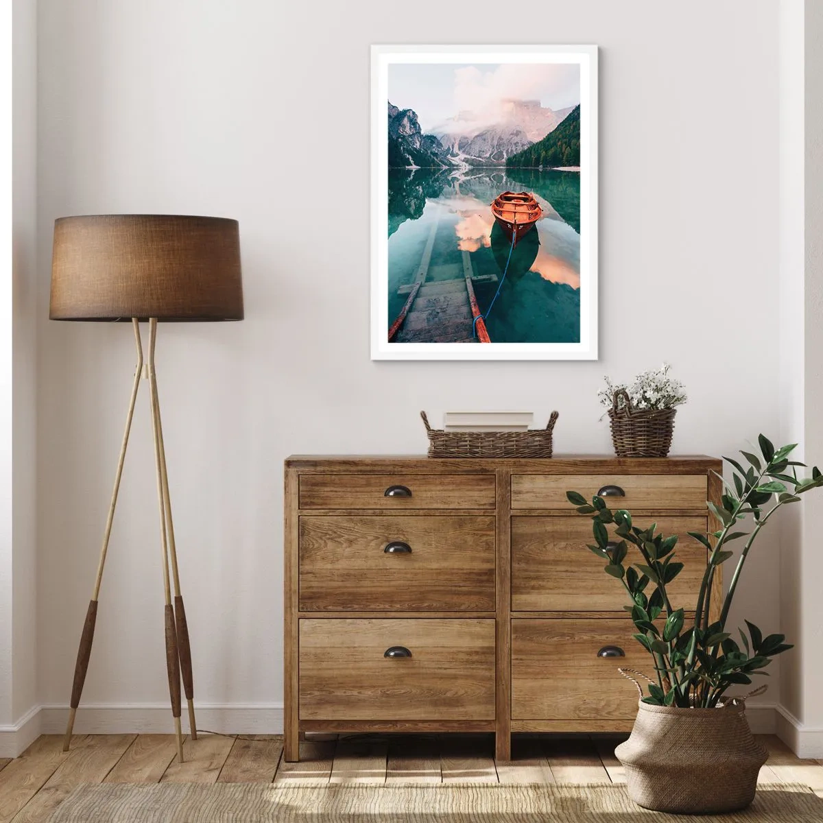 Poster în ramă albă - Somnul liniștit al munților - 40x50 cm