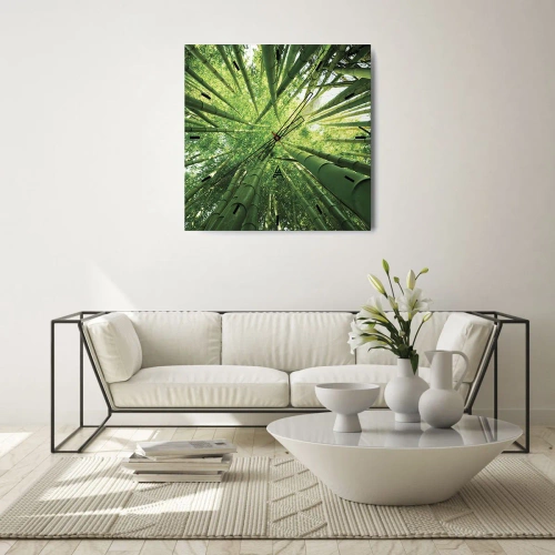 Ceas de perete - Ceas pe sticlă - Într-o pădure de bambus - 30x30 cm