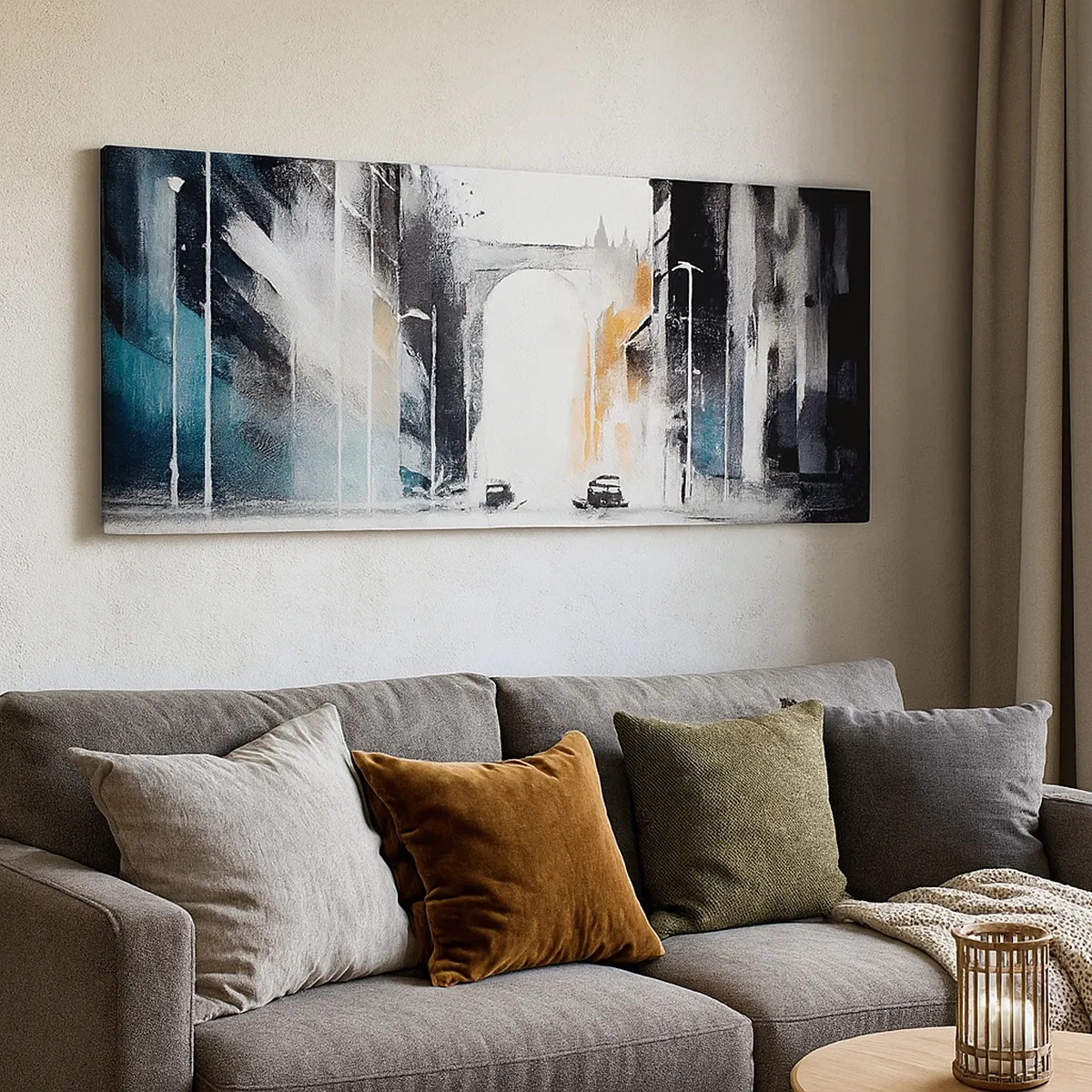 Tablou pe pânză - Studiu de oraș: arhitectură și mișcare - 30x30 cm