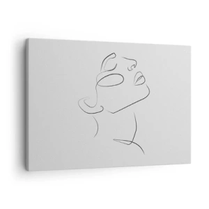 Tablou pe pânză Canvas - O schiță minimalistă a feței unei femei din profil. - 70x50cm - Meandrele unui vis - Decorațiune modernă pentru perete pentru living și dormitor ARTTOR