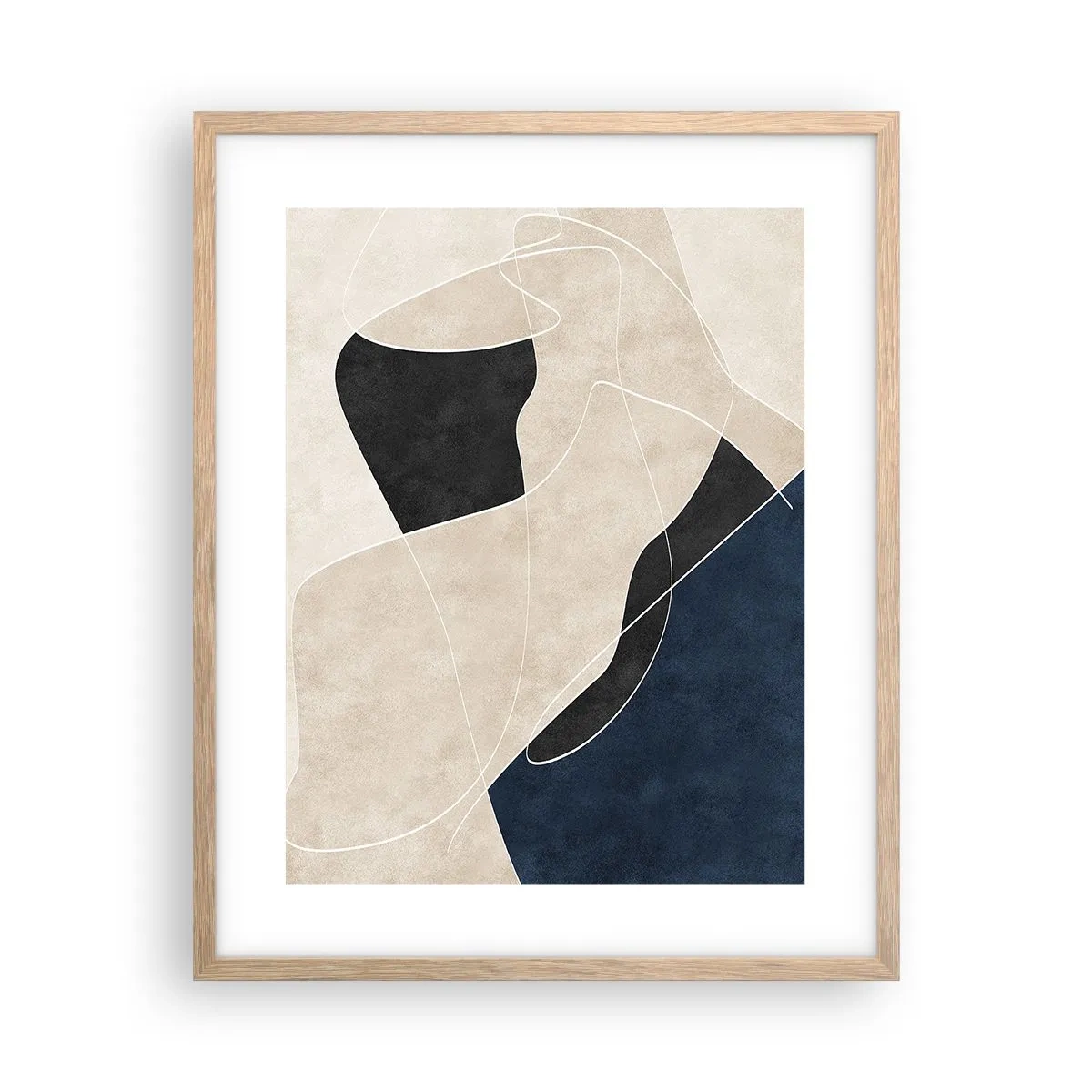 Poster în ramă de stejar deschis - Compoziție abstractă - contrast de culori - 40x50 cm