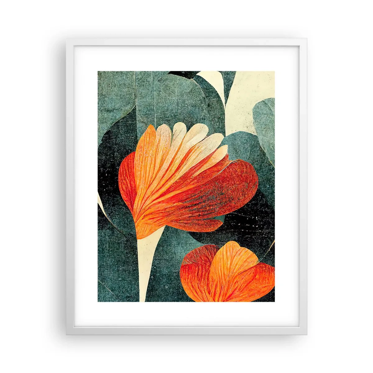 Poster în ramă albă - Căldura de la tropice și răcoarea verdeței - 40x50 cm