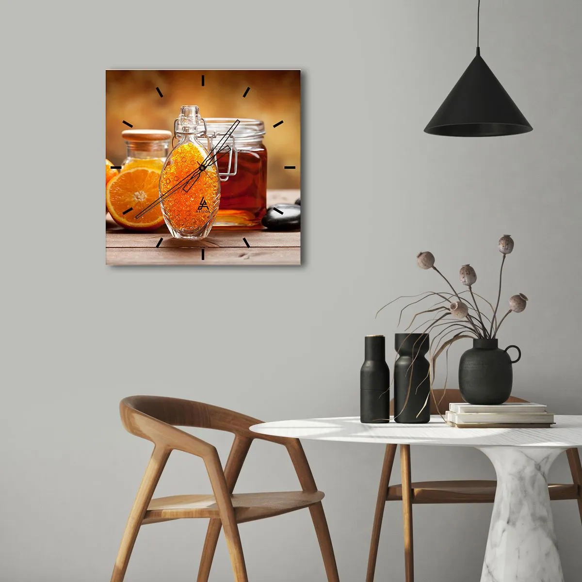 Ceas de perete - Ceas pe sticlă - Gust și aromă de soare - 40x40 cm