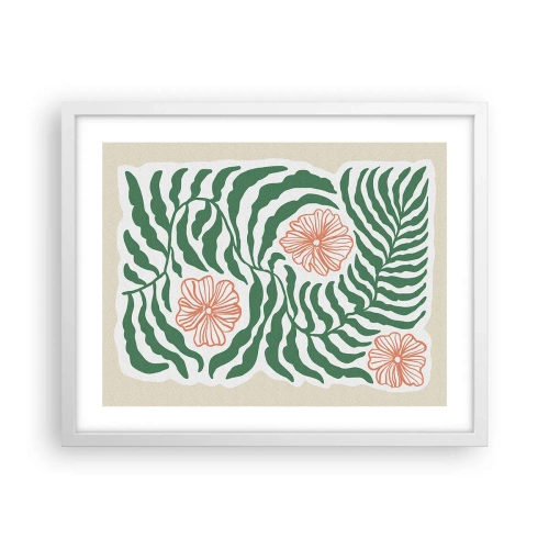 Poster în ramă albă - Înflorite în verde - 50x40 cm