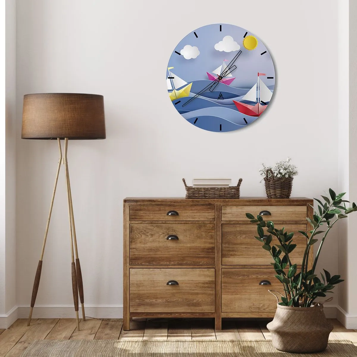 Ceas de perete - Ceas pe sticlă - Ah, ce plăcut e să te legeni printre valuri - 40x40 cm