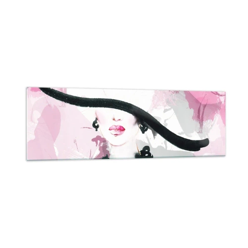 Tablou pe sticlă - Studiu unei dame în negru și roz - 160x50 cm