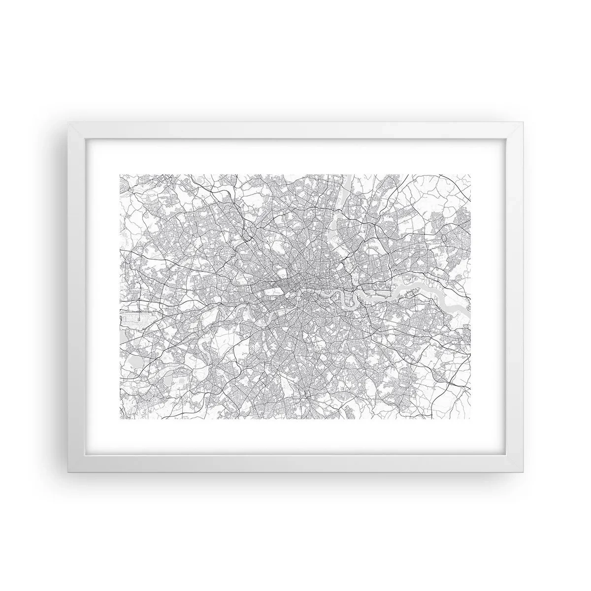 Poster în ramă albă - Harta labirintului din Londra - 40x30 cm