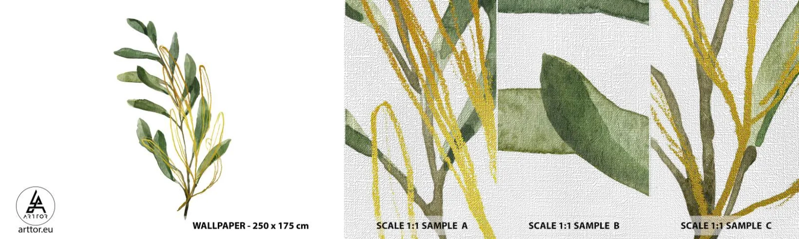 Mostră tapet Premium Canvas - Toate cele bune - Frunze, măsline, Plantă - 100x30 cm