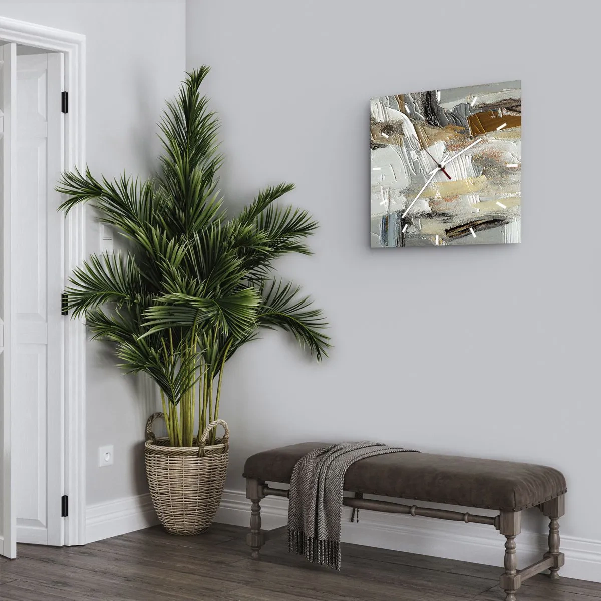 Ceas de perete - Ceas pe sticlă - Stratificare colorată - 30x30 cm